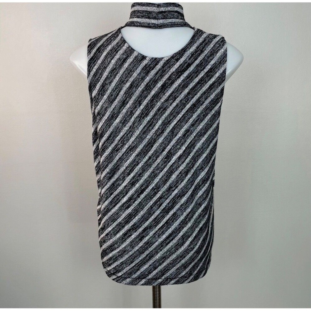 Rag & Bone Top s Thea Mock Neck Tank Gray Black Striped Sleeveless Stretch Knit